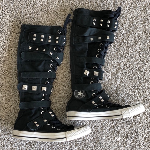 Converse Shoes - Converse black studded straps tall sneakers